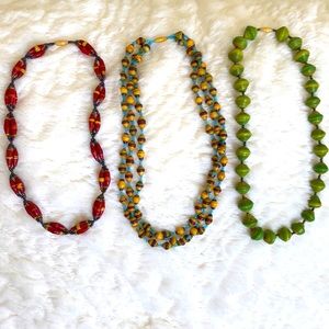 Bundle of 3 Bead For Life rolled paper necklaces made in Uganda